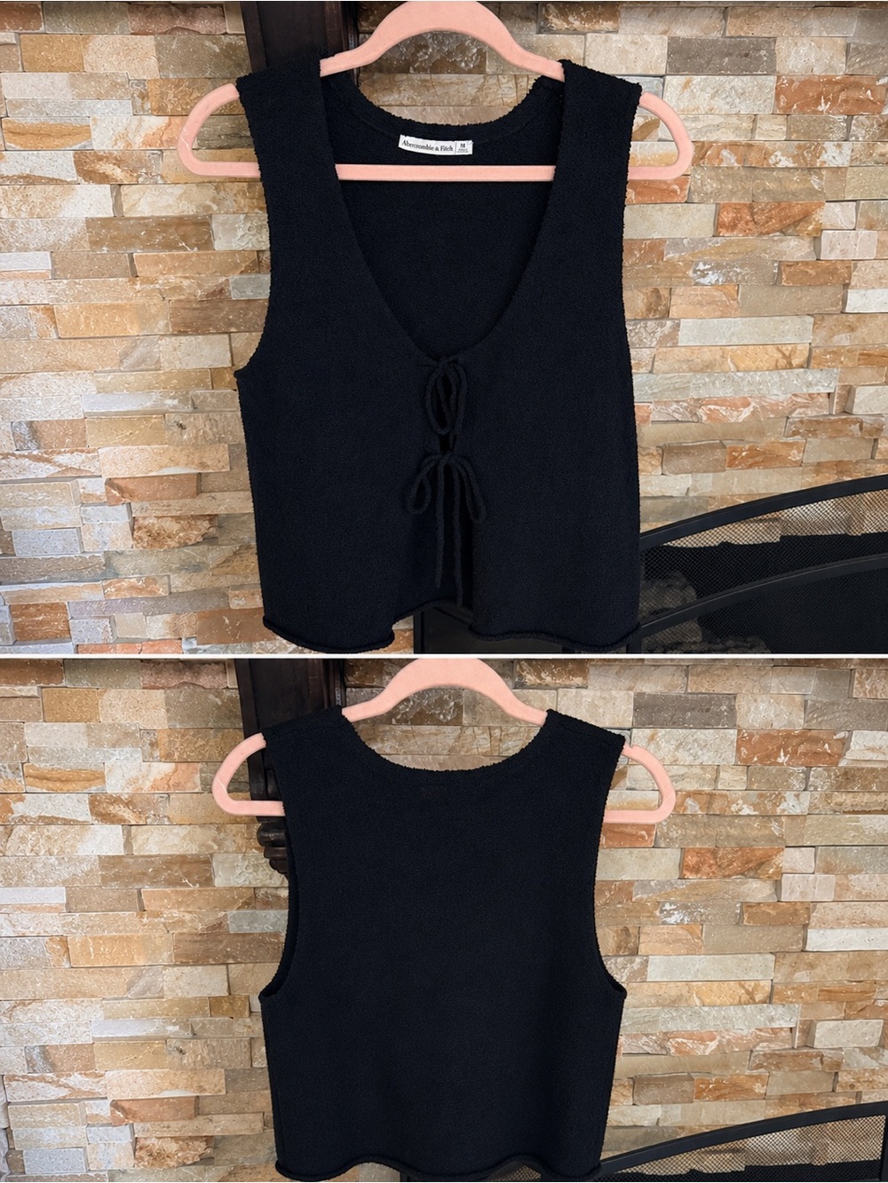 Abercrombie & Fitch Black Tie-Front Knit Tank